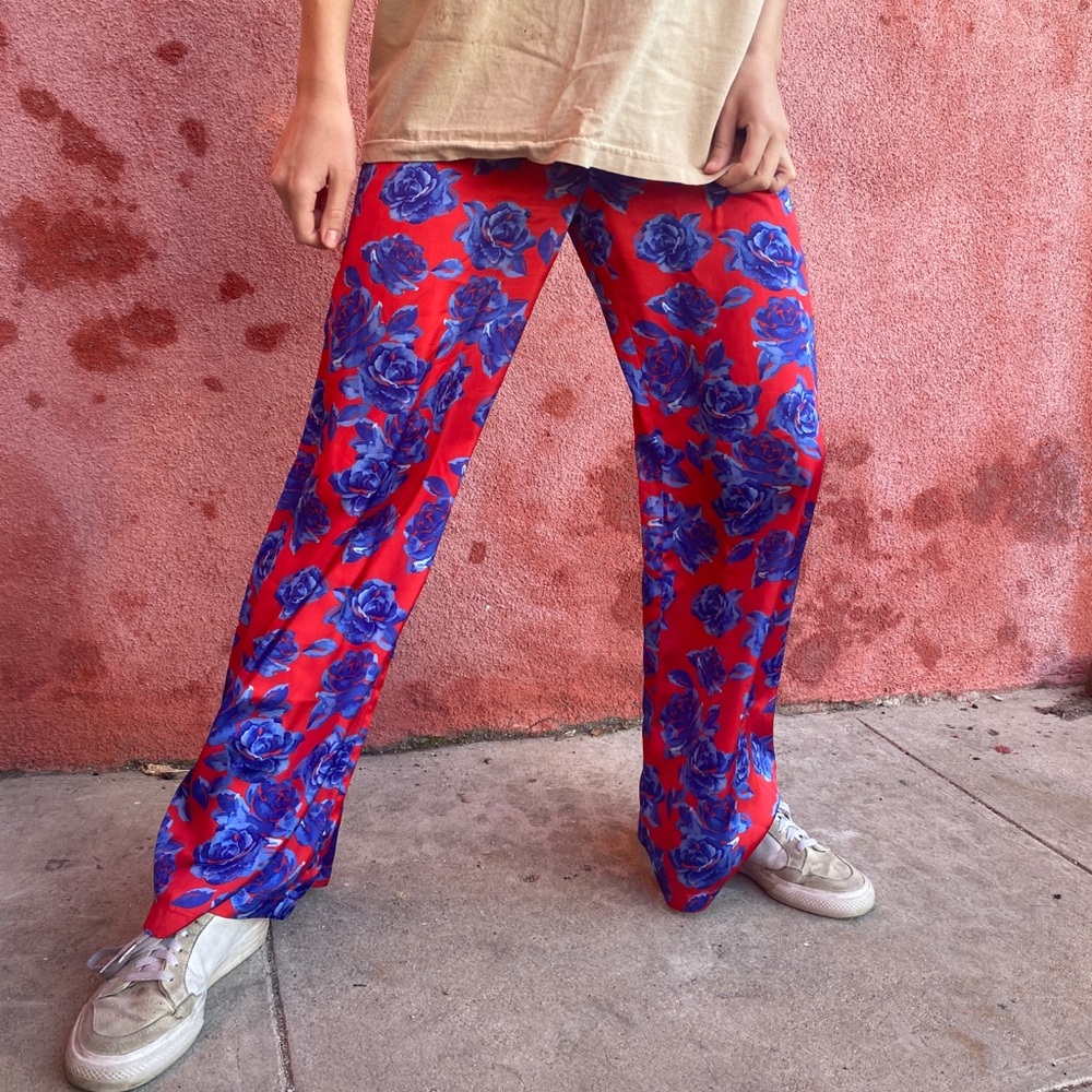 SATIN WIDE LEG ROSE PANTS - Picture 7 of 9